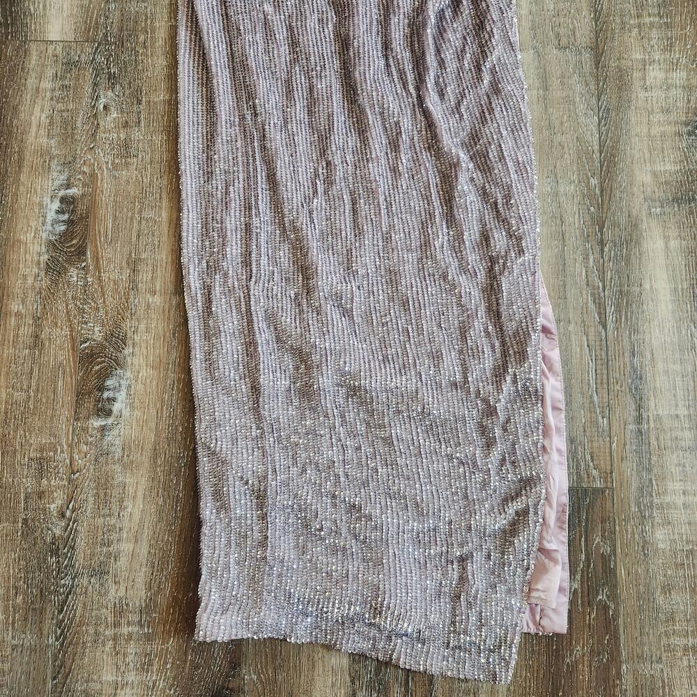 Retrofete Katya Dress in Dusty Lilac Small Maxi Sequins Cowl Neck Sleeveless NWT - Picture 5 of 13